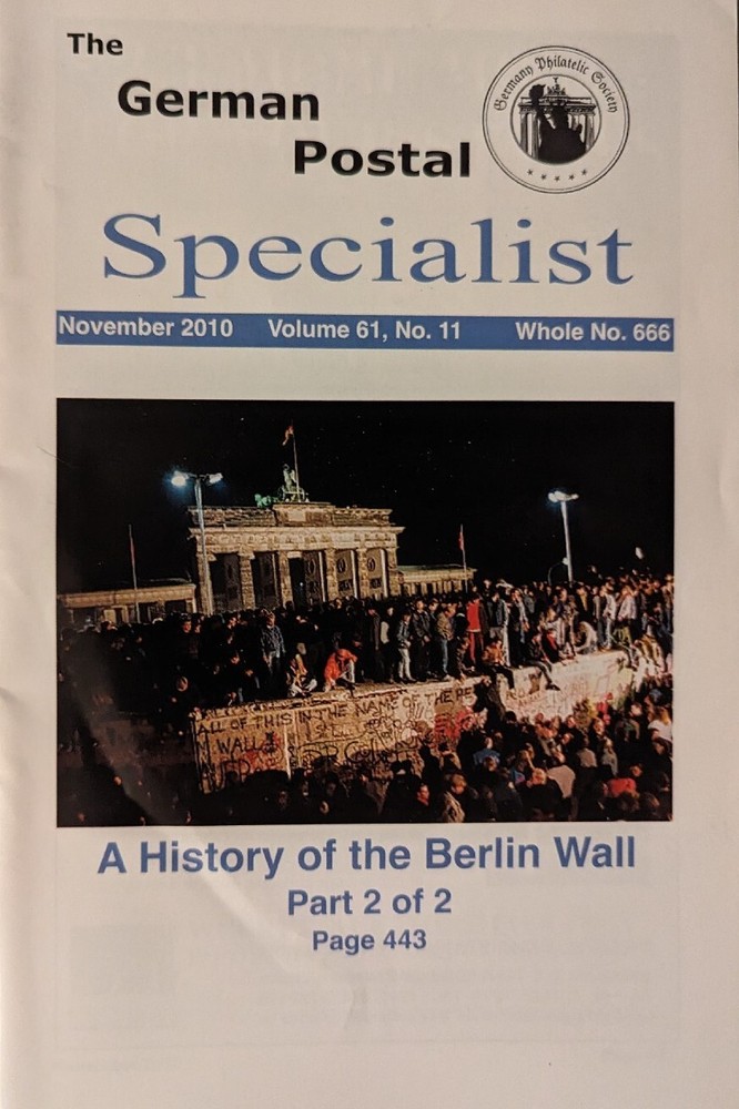 German Postal Specialist  Nov 2010 History Berlin Wall-Part 2 Of 2