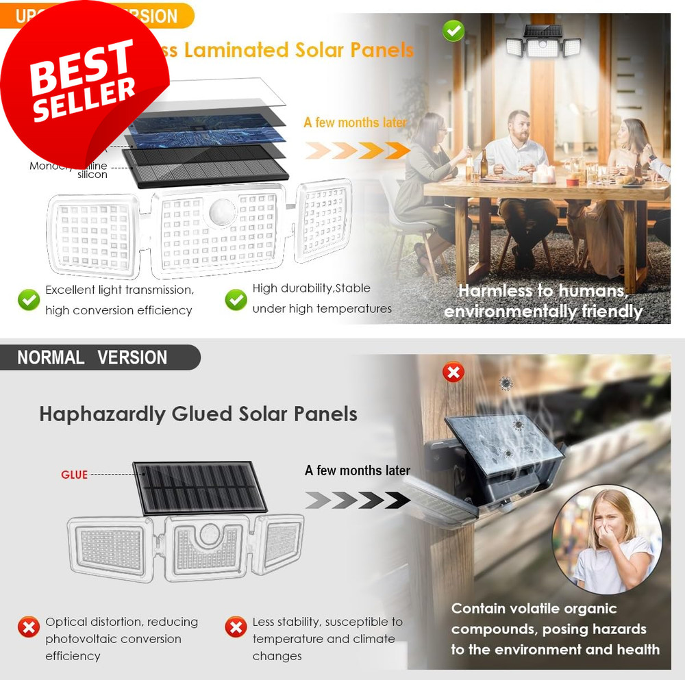 Solar Motion Deck Light Outdoor PIR Sensor Bright Solar Lamp 1 Pack