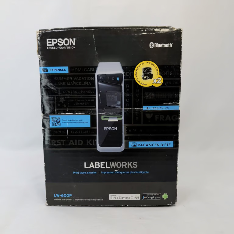 Epson LabelWorks LW-600P Portable Bluetooth Label Printer Maker iOS Android PC