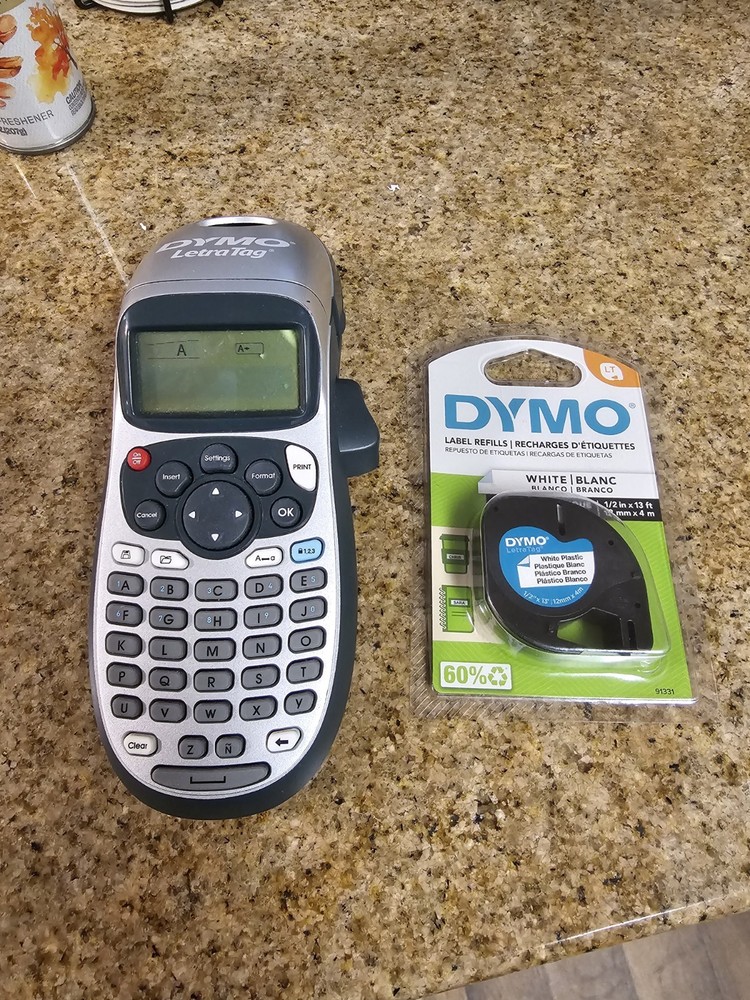 DYMO Portable Printer Handheld Label Maker Black Silver Letratag With Extra Labe
