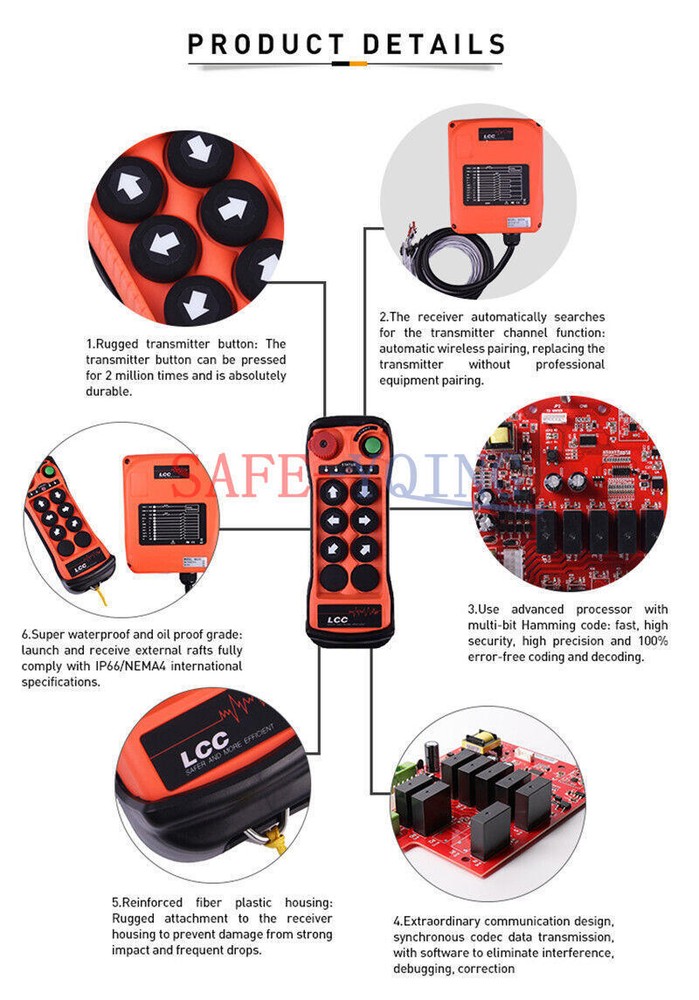 LCC Q600 single Hoist Crane Industrial Wireless Remote 2 Transmitter&1 Receiver