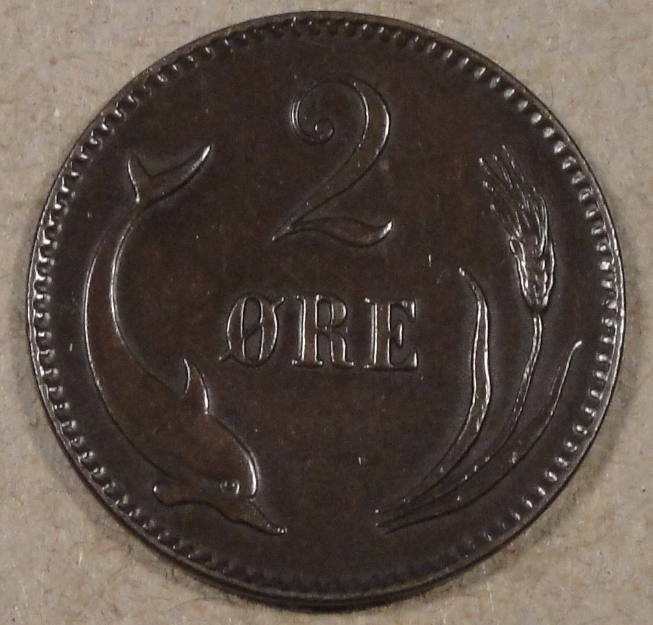 Denmark 1875 2 Ore Better Circulated Grade Coin