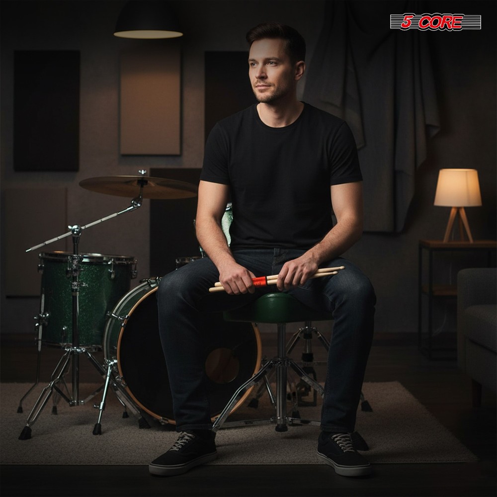 5 Core Drum Throne w Backrest 4" Padded Stool Adjustable 24.5" 441Lb Capacity