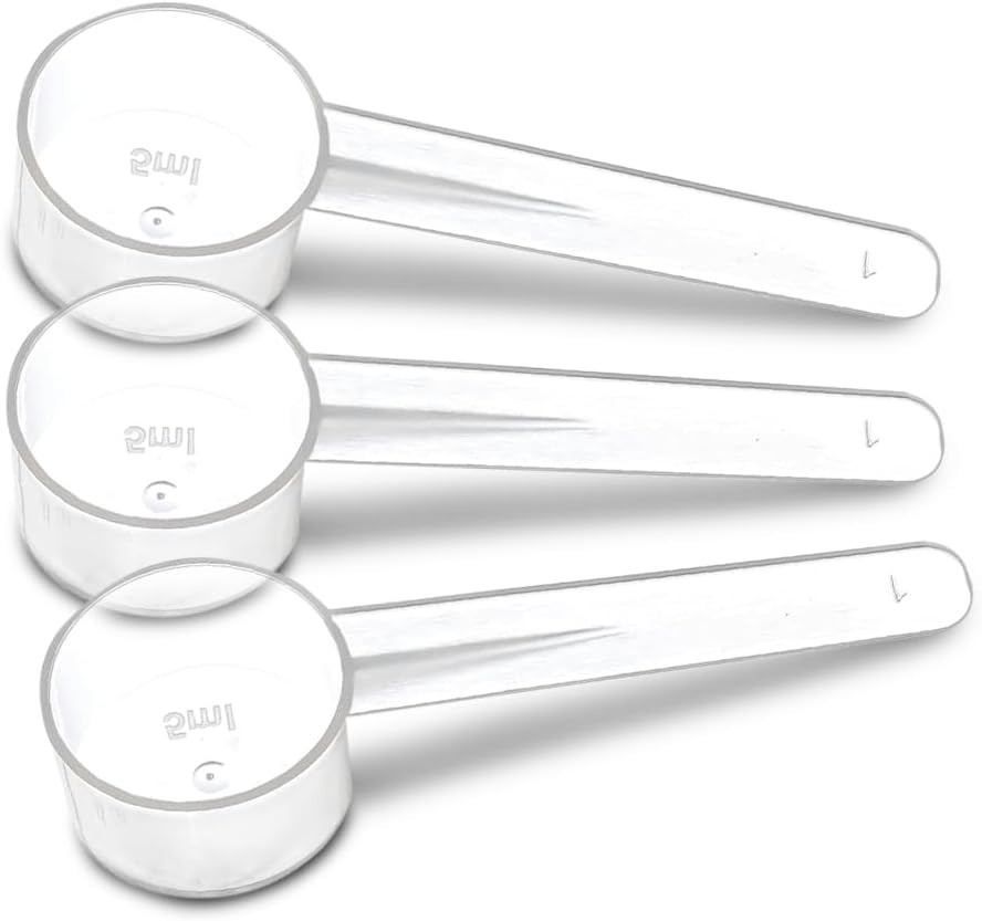 3-Pack 5ml Clear Plastic Measuring Spoons with Short Handle