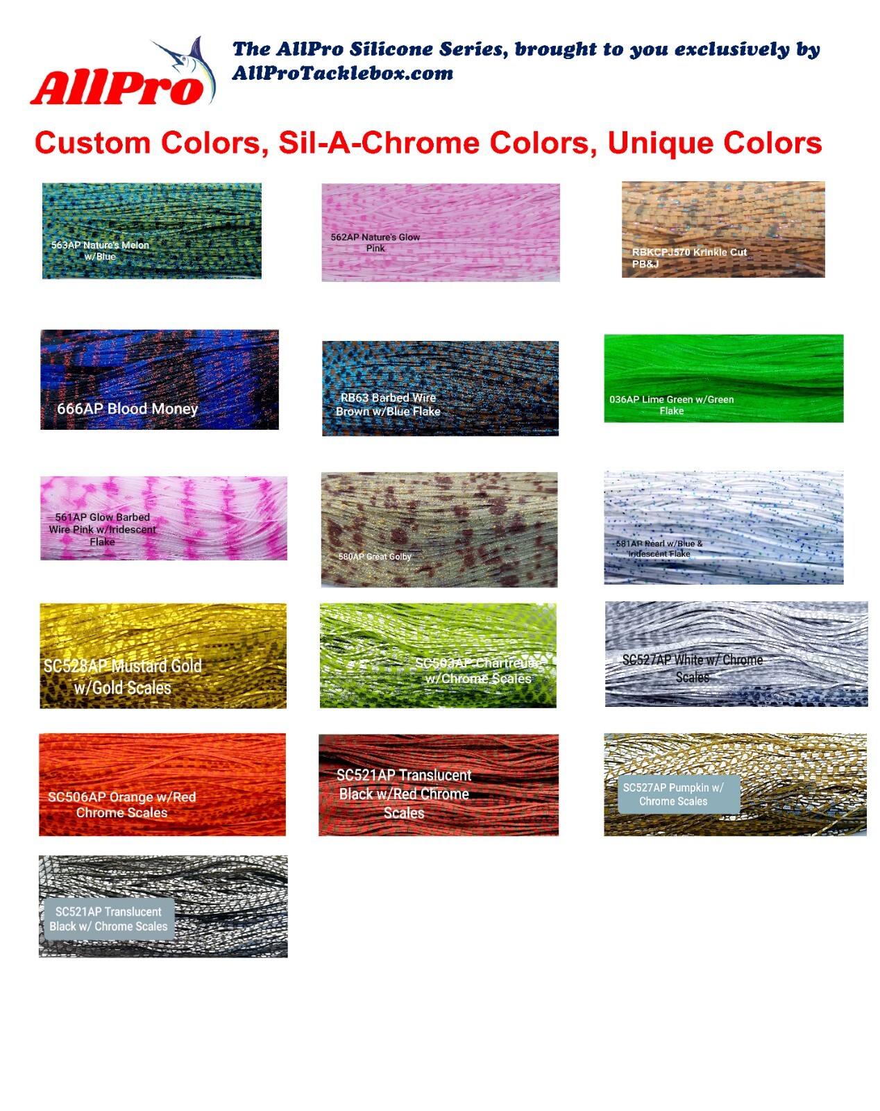 Silicone Skirt Tab, Jig Skirts, Sil-A-Chrome, Custom Colors; Free Ship over $26