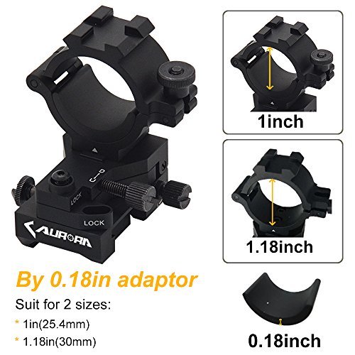 Windage Elevation Adjustable Rail Mount 1" & 30mm for Tactical Flashlight