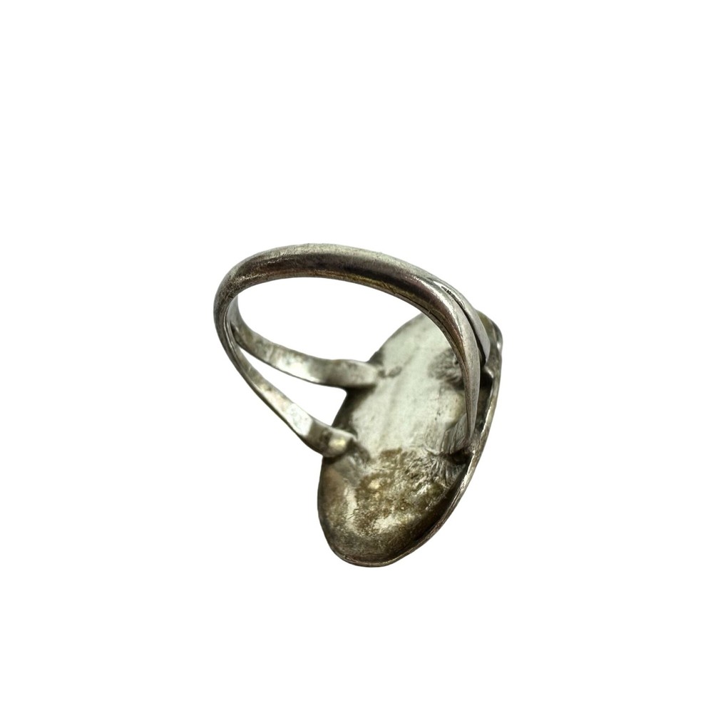 Coral & Silver Ring Size 6