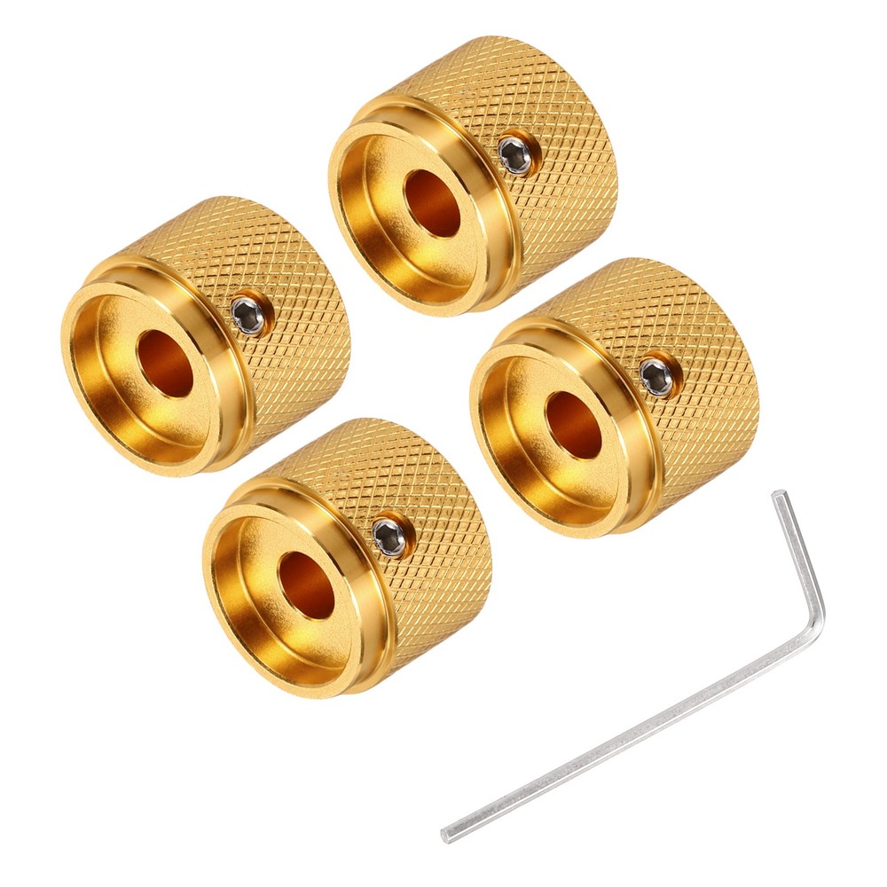 4PCS Guitar Knobs Metal, Volume Tone Knobs 1/4" x 7/8" x 0.6", Gold