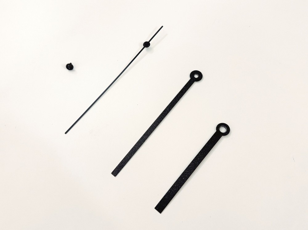 Clock Parts Black Clock Handle Set, Hour, Minute, Second + Sec Stopper 4pc Set
