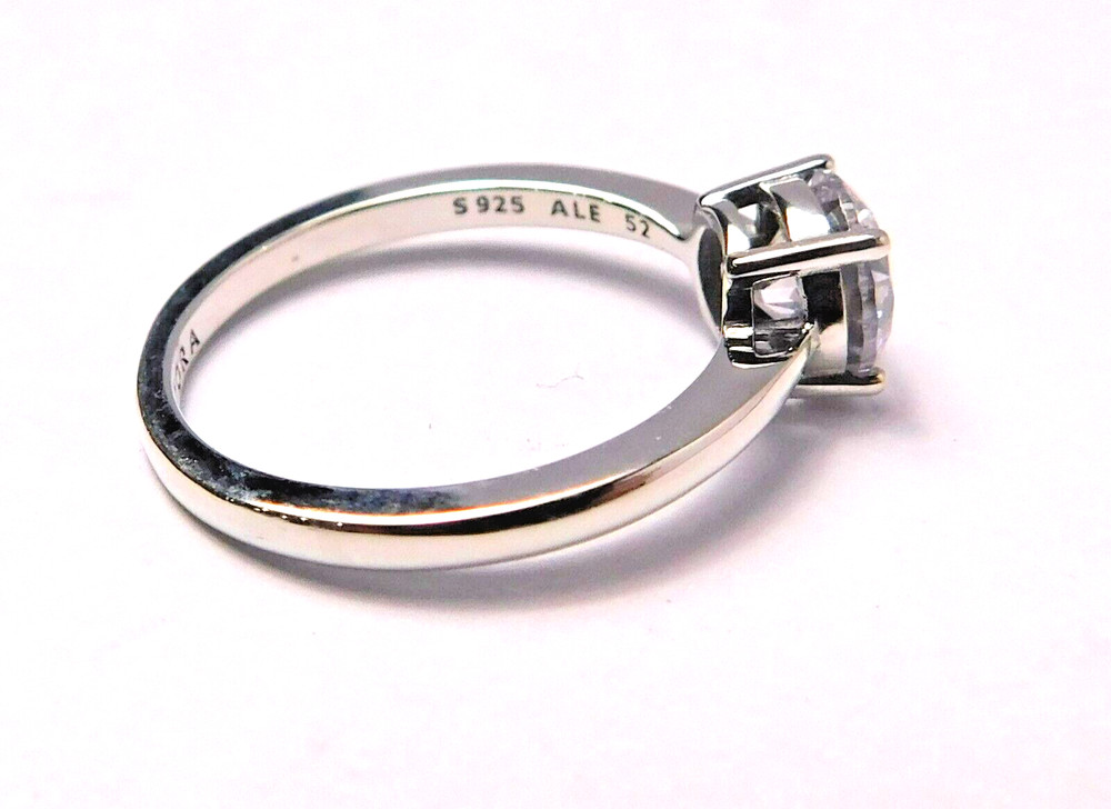 Authentic Pandora Ring, Silver Sparkling Solitaire, 190052C01, Clear CZ