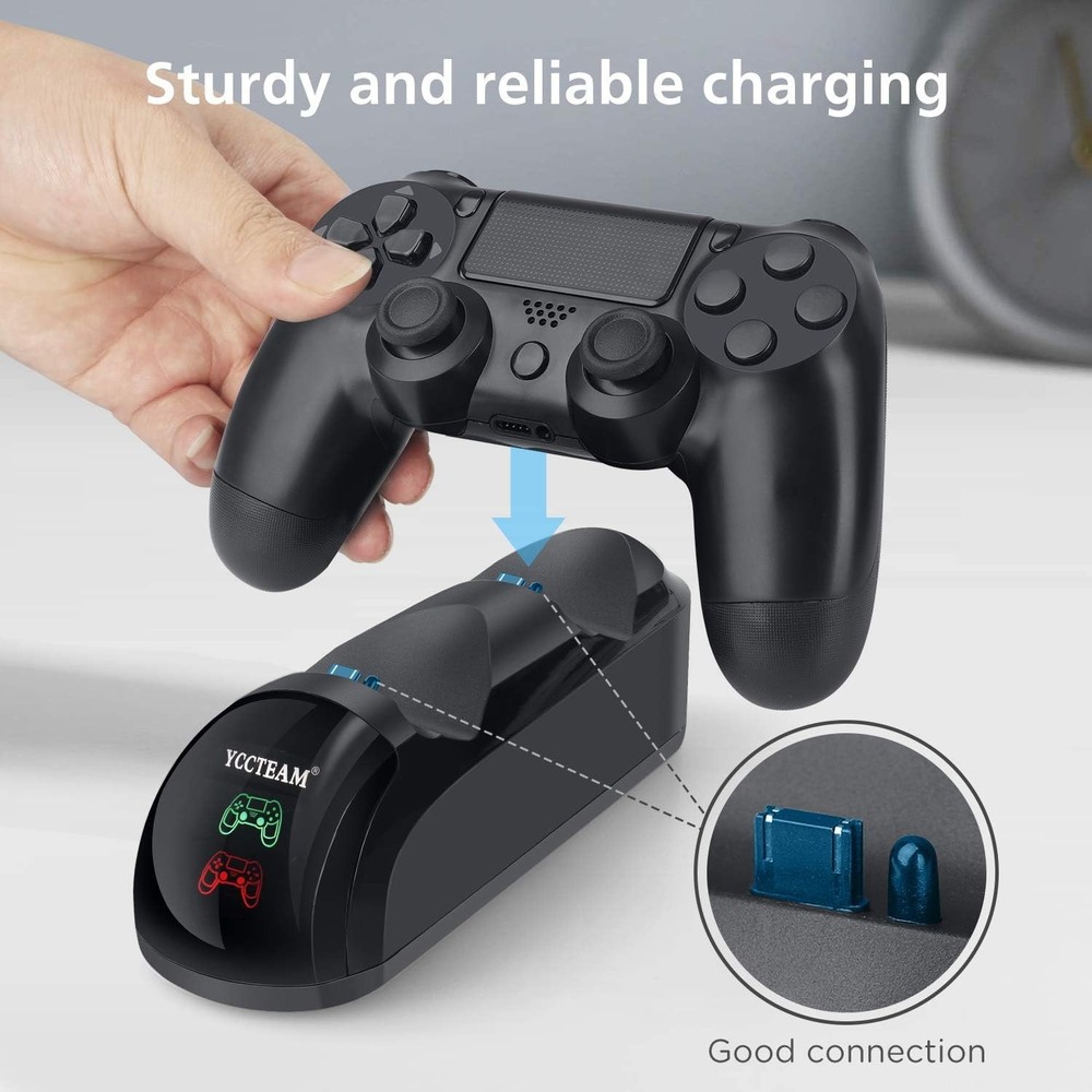 Efficient Dual Charger for PS4 Controllers - Fast Charging with Indicator Lights