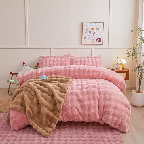Blanket for Couch - Bread Grid Rabbit Plush Soft Warm Queen(90"x90") Coffee
