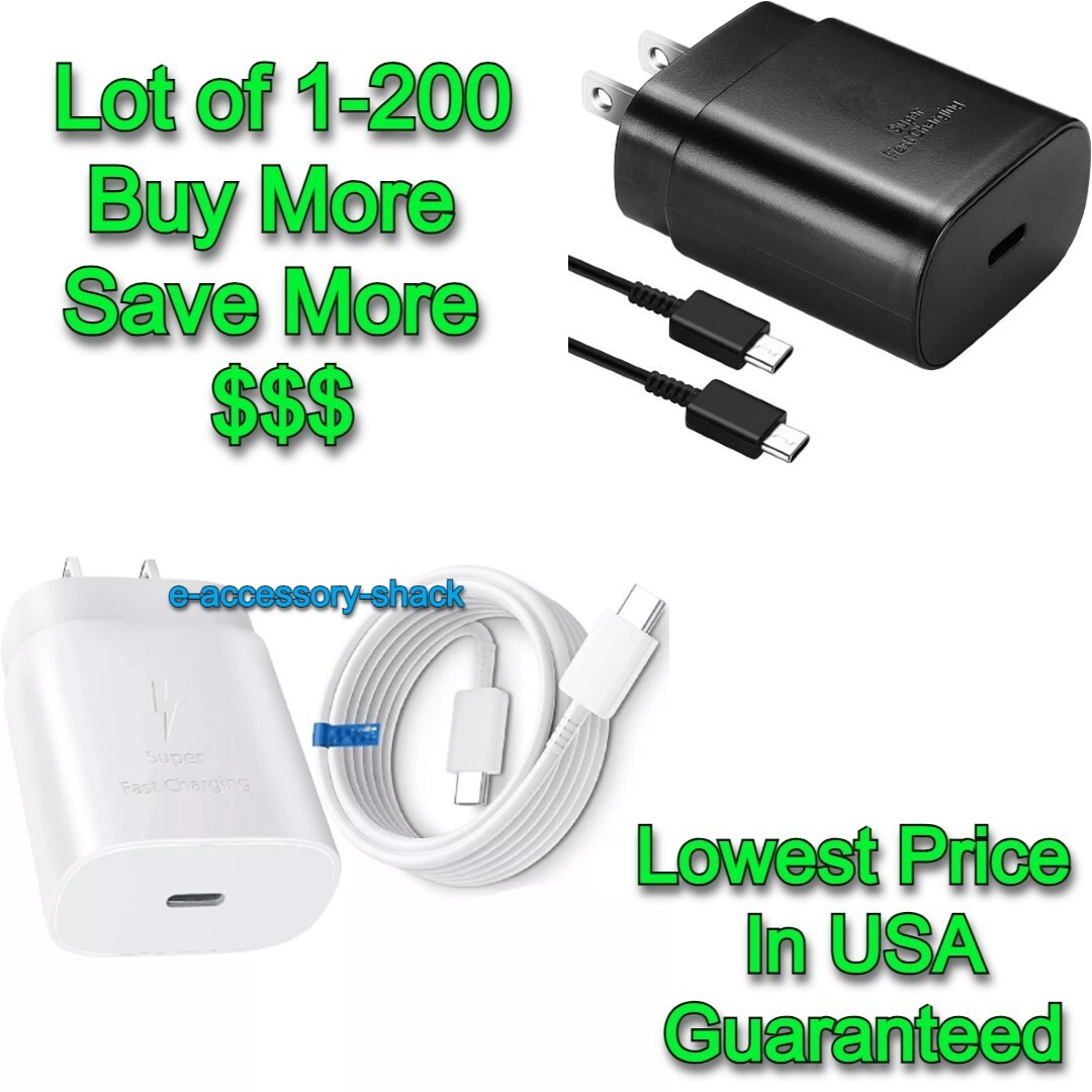 25w Type USB-C Fast Wall Charger+6FT Cable For Samsung Galaxy S20 S21 5G lot US