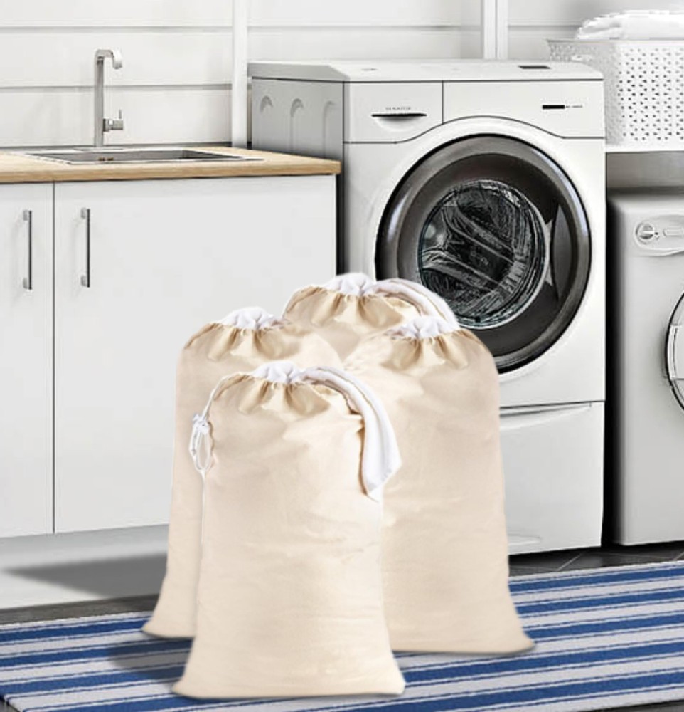 Extra Large Laundry Bags -4 Pack Heavy Duty Durable Cotton Canvas Drawstring ...