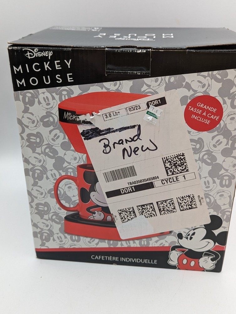 Disney Mickey Mouse 1-Cup Coffee Maker-with Mug NIB