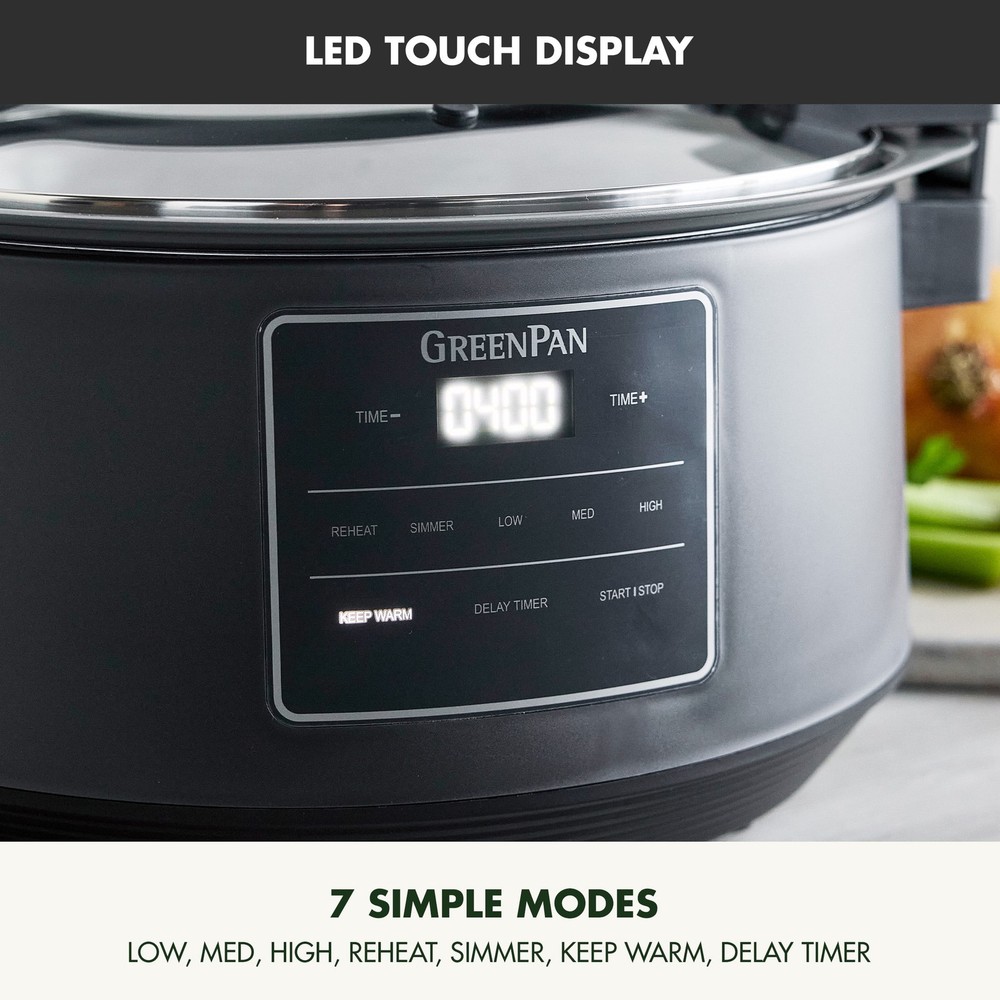 8 Quart Locking Lid Slow Cooker, Healthy Ceramic Nonstick, Graphite