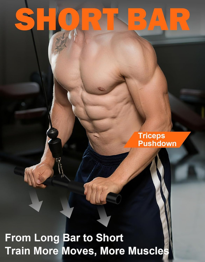 40'' LAT Pulldown Bar Attachment for Pulley Cable Machine, Full-Length Non-Slip