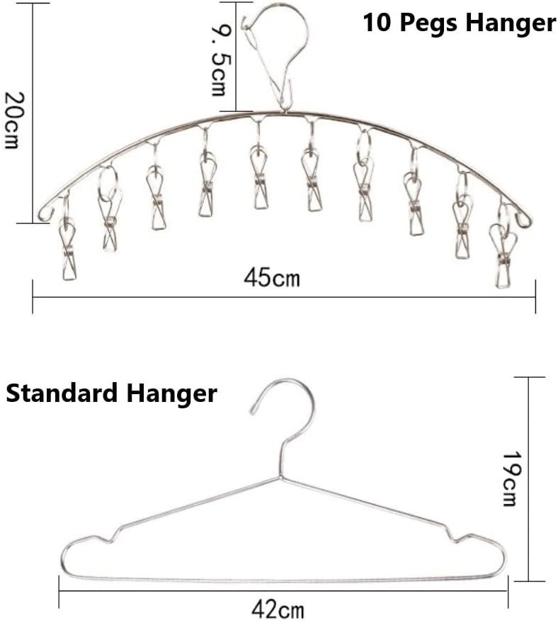 3-Pack Stainless Steel Drying Rack with 10 Clips - Space-Saving Laundry Solution