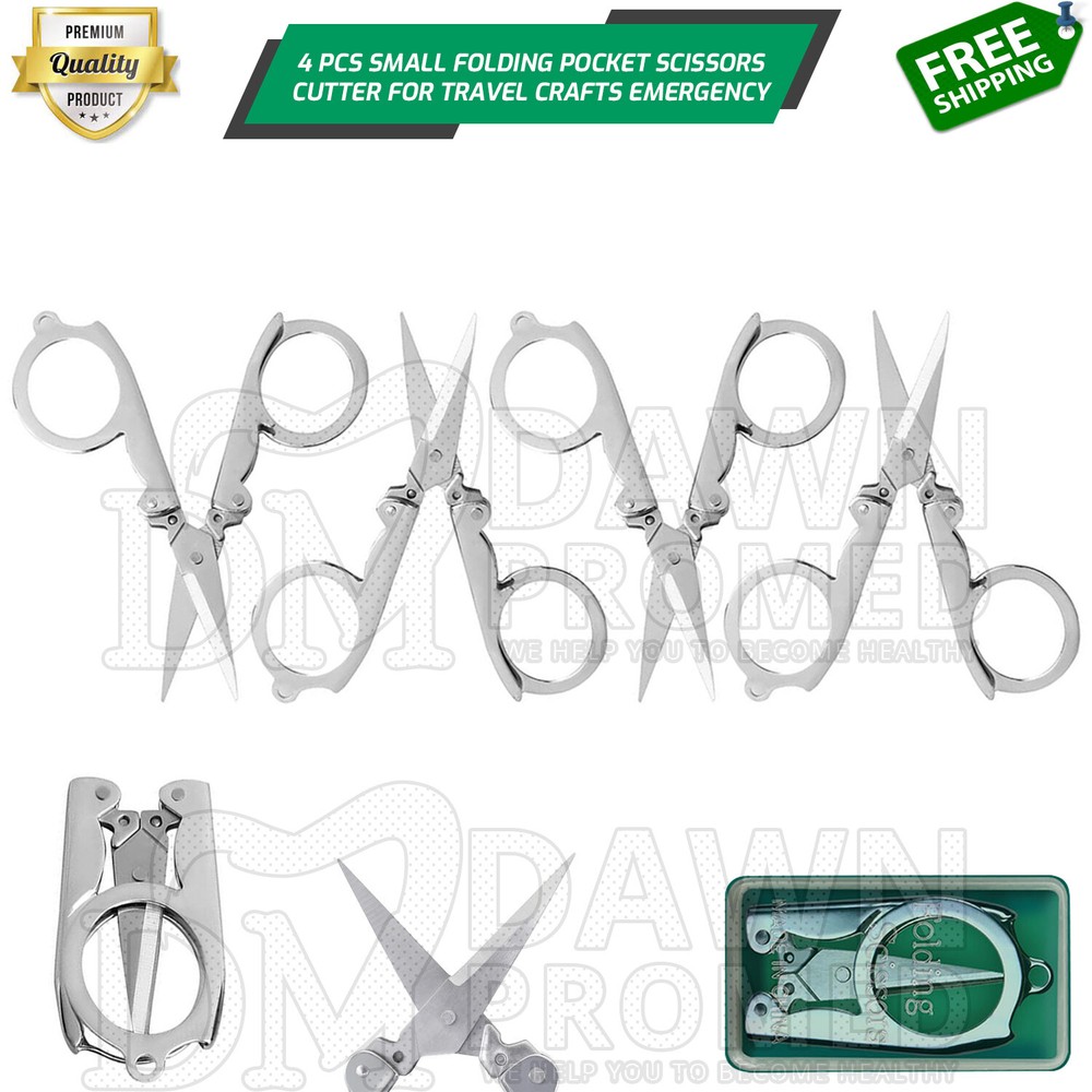 4 Pcs Small Folding Pocket Scissors Set Sharp Cutter Crafts Sewing Mini Scissor