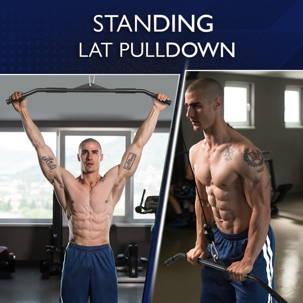 Wide Grip Curl LAT Pull down Bar Attachments Rubber Handgrips, Curl Bar, Cable