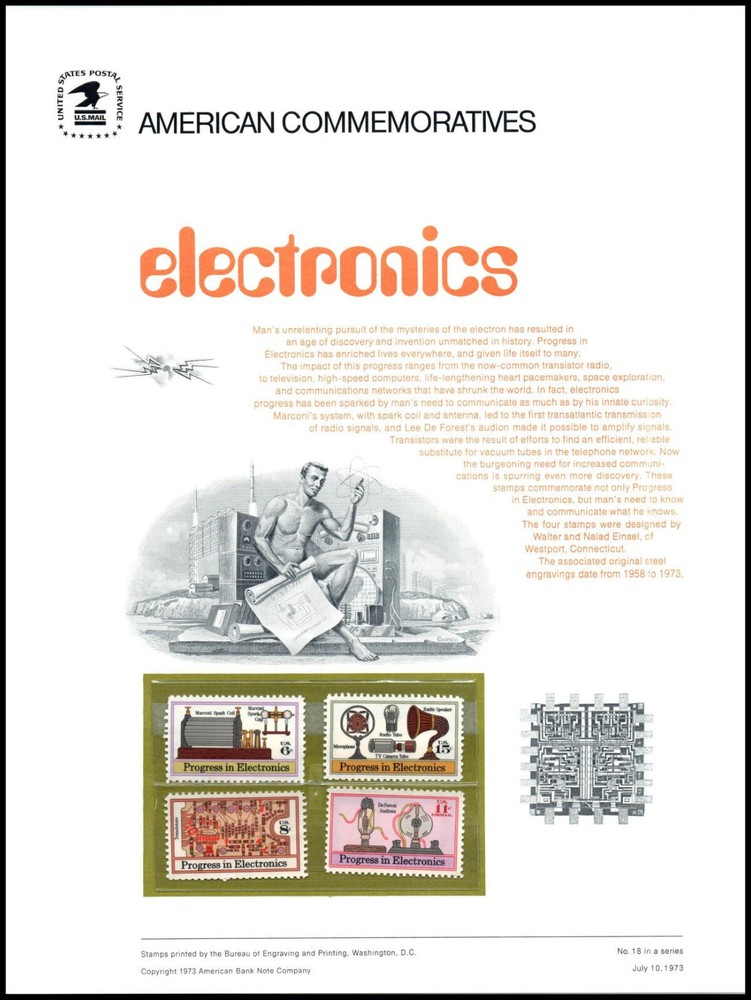 1973 Electronics Progress CP18 commemorative panel  MNH Sc 1500-1502 C86 airmail