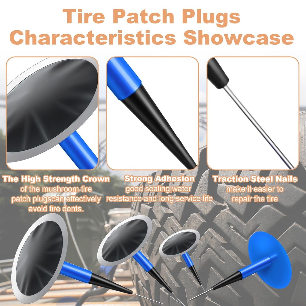 Tire Repair Patch Kit 24PCS Plugs, Roller, Buffing Wheel, Drill Bits
