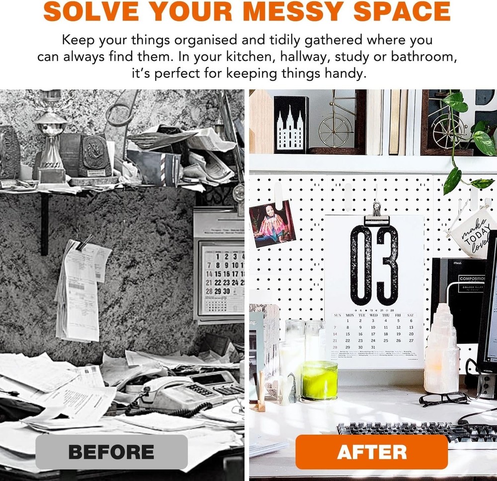 6Pcs Pegboard, Peg Board, Pegboard Wall Organizer, Mount Display Pegboard Kit...