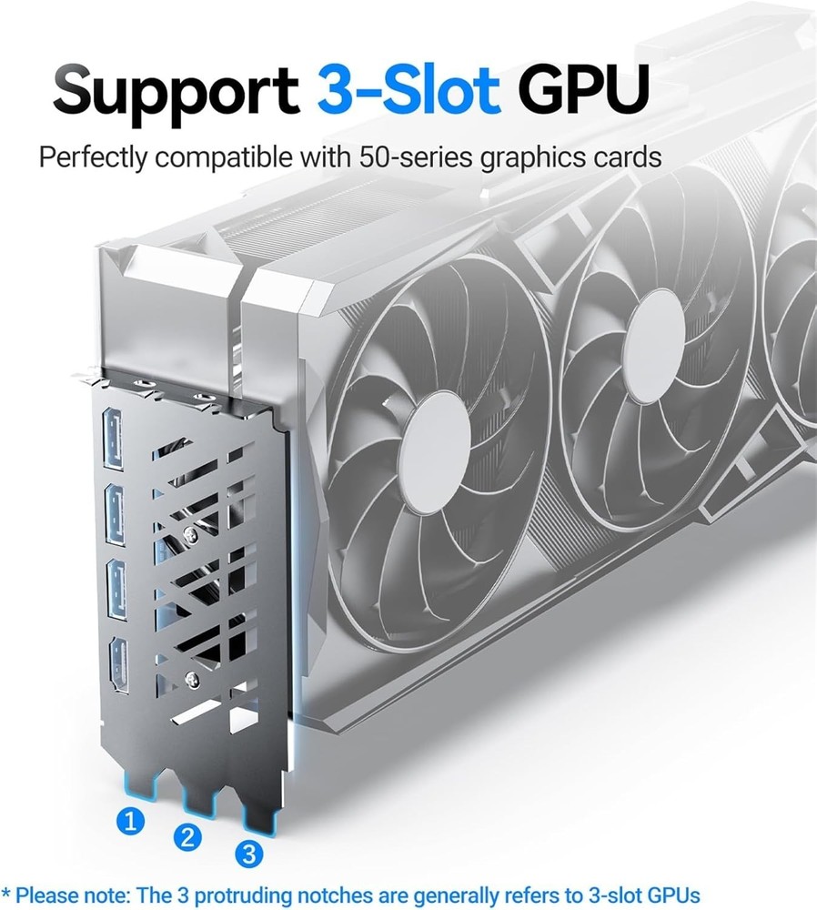 Stylish Black Vertical GPU Holder for Secure PCIe Mounting - Brushed Design