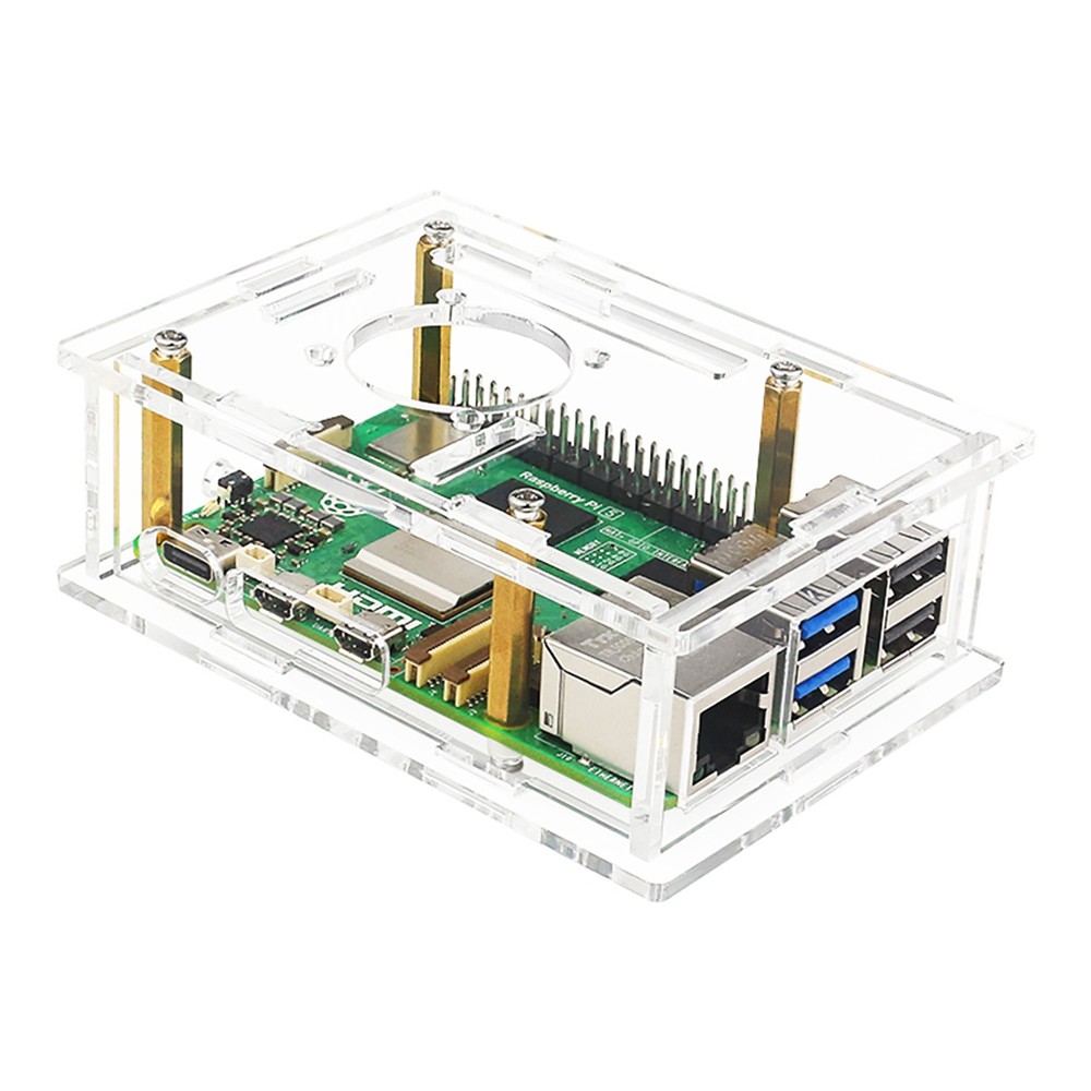 Acrylic Case For Raspberry Pi 5 Transparent Box Cover Clear Shell W/Cooling Fan