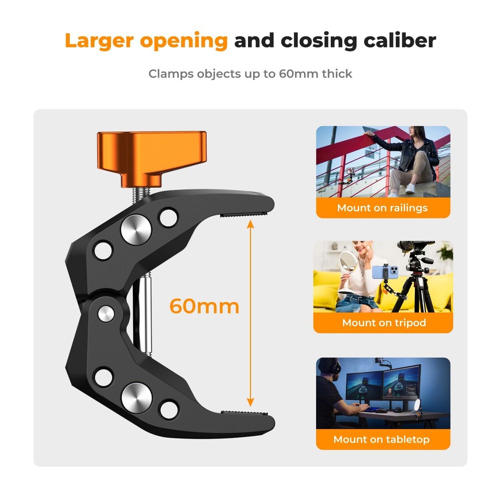 Multifunctional Super Clamp with 1/4" Thread Tripod Clamp Mount for Camera Ph...