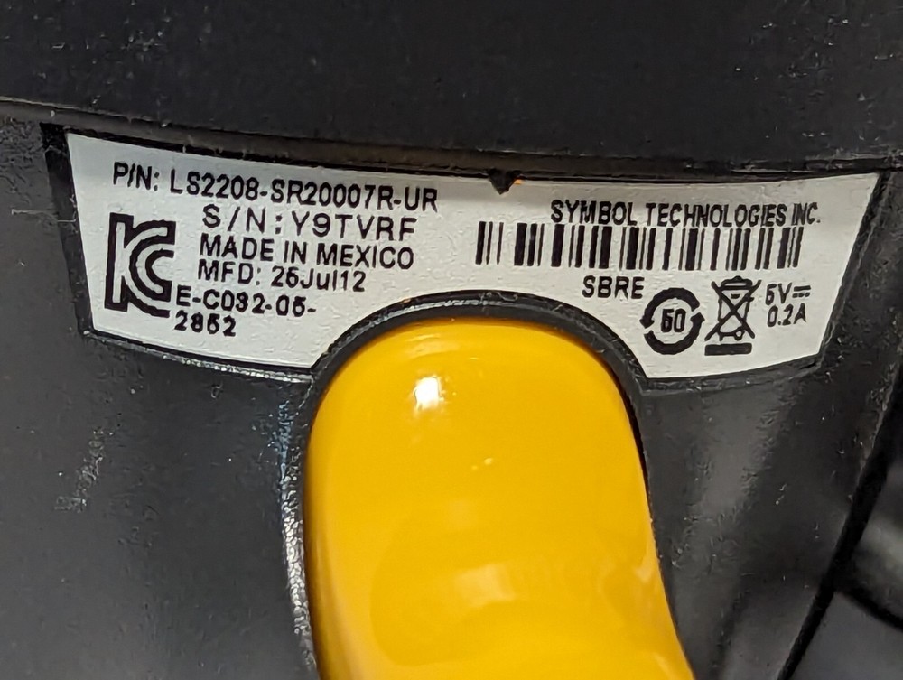 Symbol LS2208-SR20007R-UR handheld USB barcode scanner