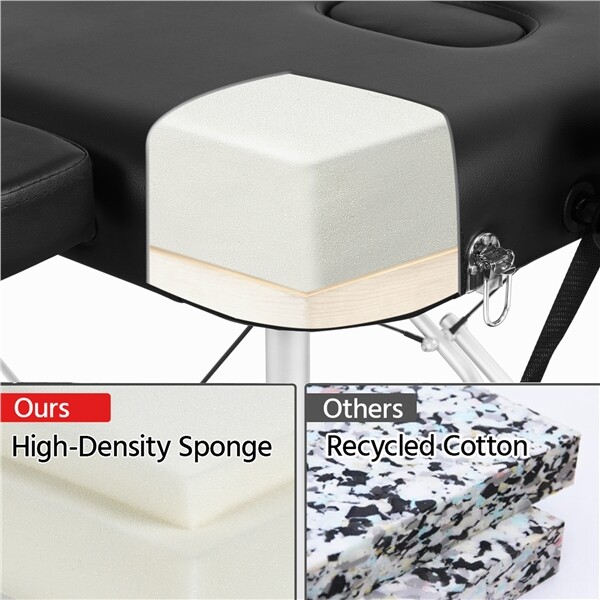 Aluminium Massage Table Portable Beauty Bed 3 Fold Tattoo Bed Black 84'' Renewed