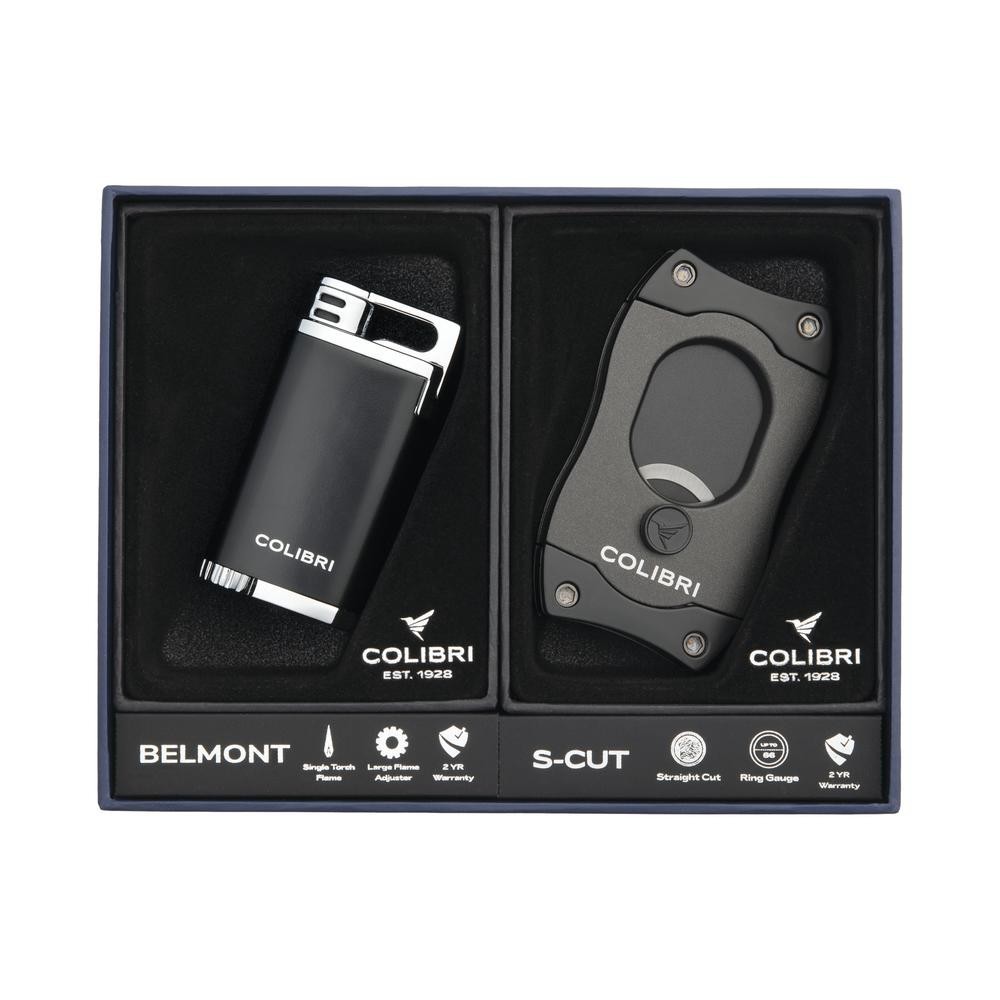Colibri Belmont Torch Cigar Lighter and S-Cut Cigar Cutter Gift Set GS200C11-NEW