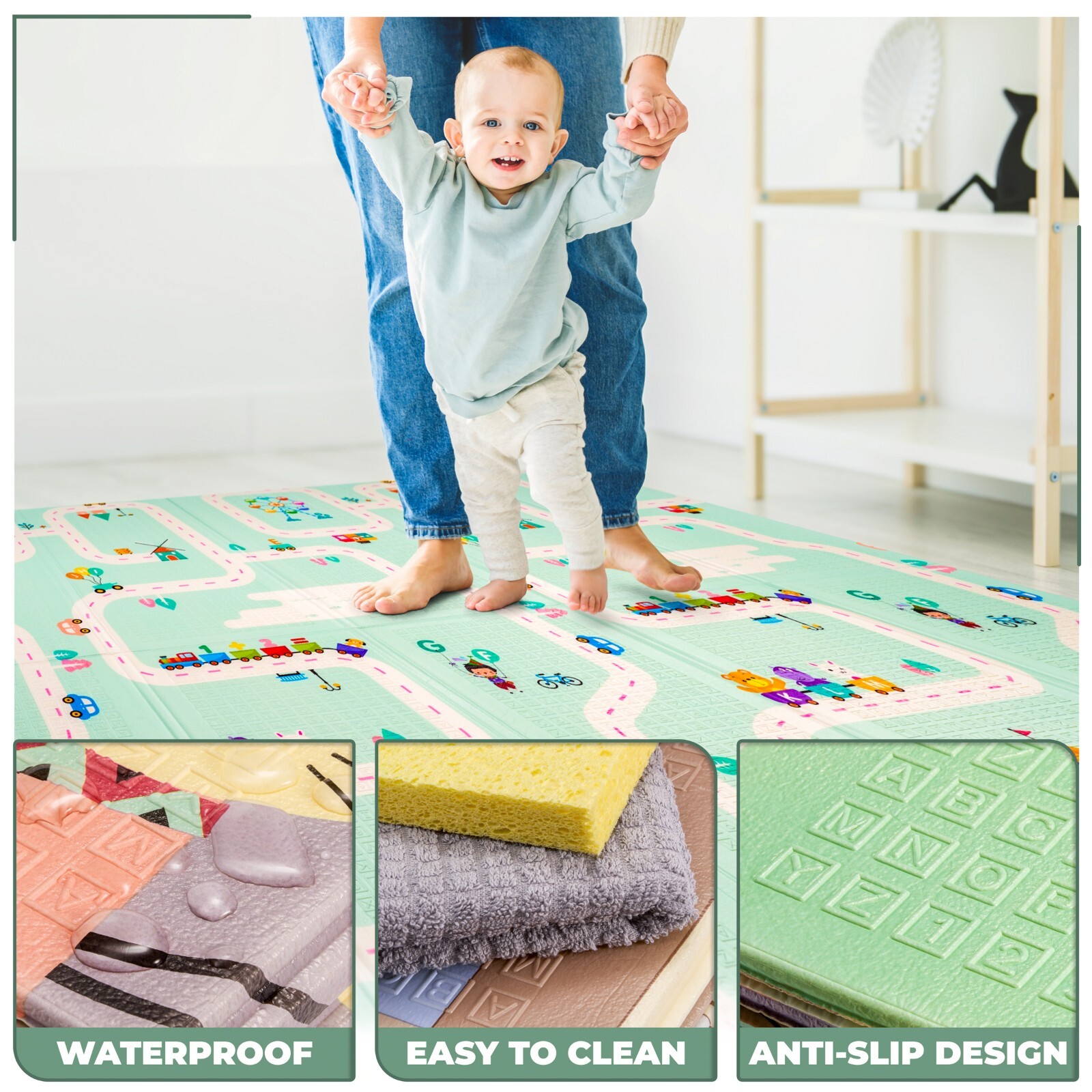 Sorbus Foldable Baby Play Mat, 78 Inch Kids Foam Mats, Waterproof Floor Play Mat