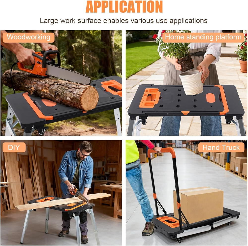 7 in 1 Work Benches Multifunctional Folding Work Table for Garage, Portable Work