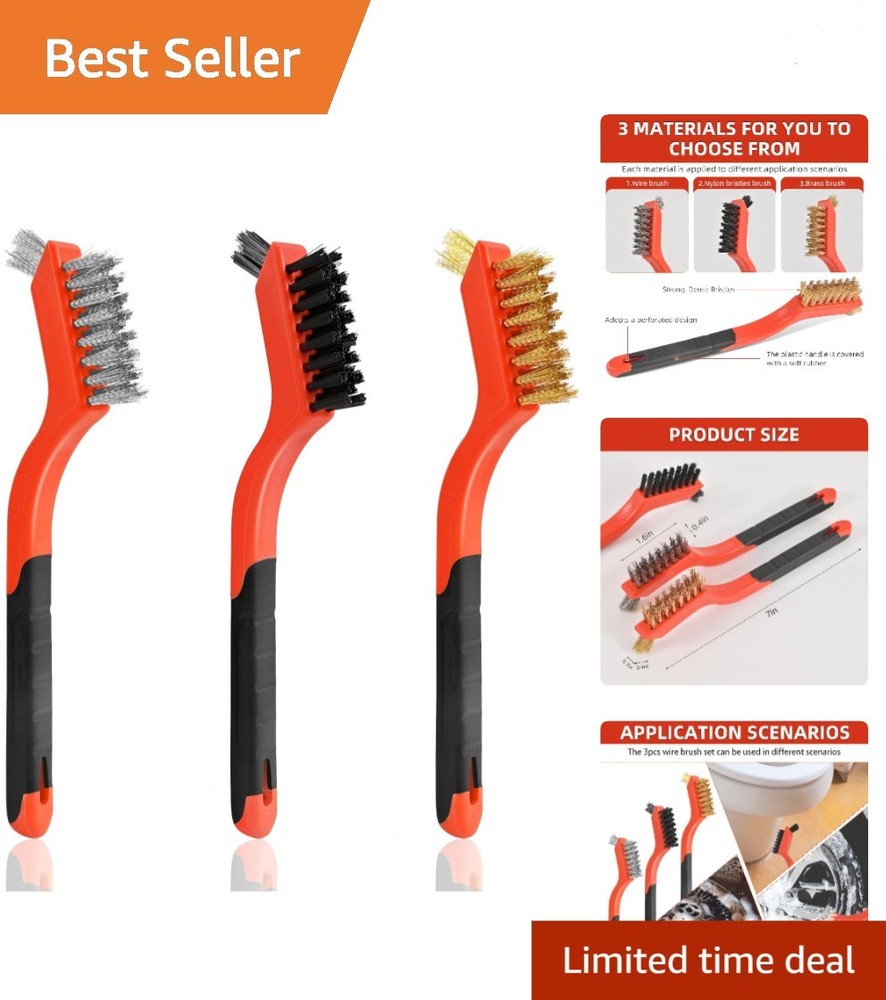 3pcs Wire Brushes for Cleaning Rust, Upgrade Wire Brush Set - Brass/Stainless...