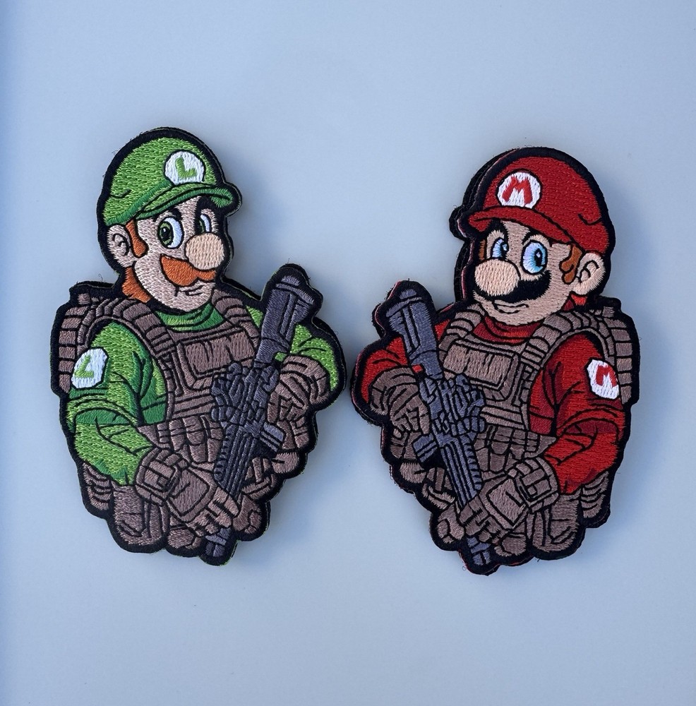 Tactical Mario Bros Embroidered Hook/Loop Morale Patch Set