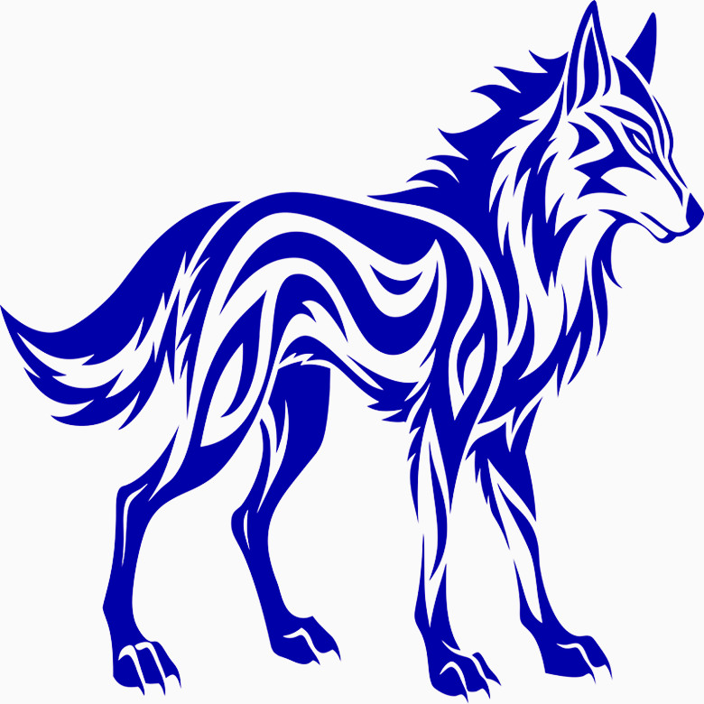 30 Custom Blue Artistic Wolf Personalized Address Labels