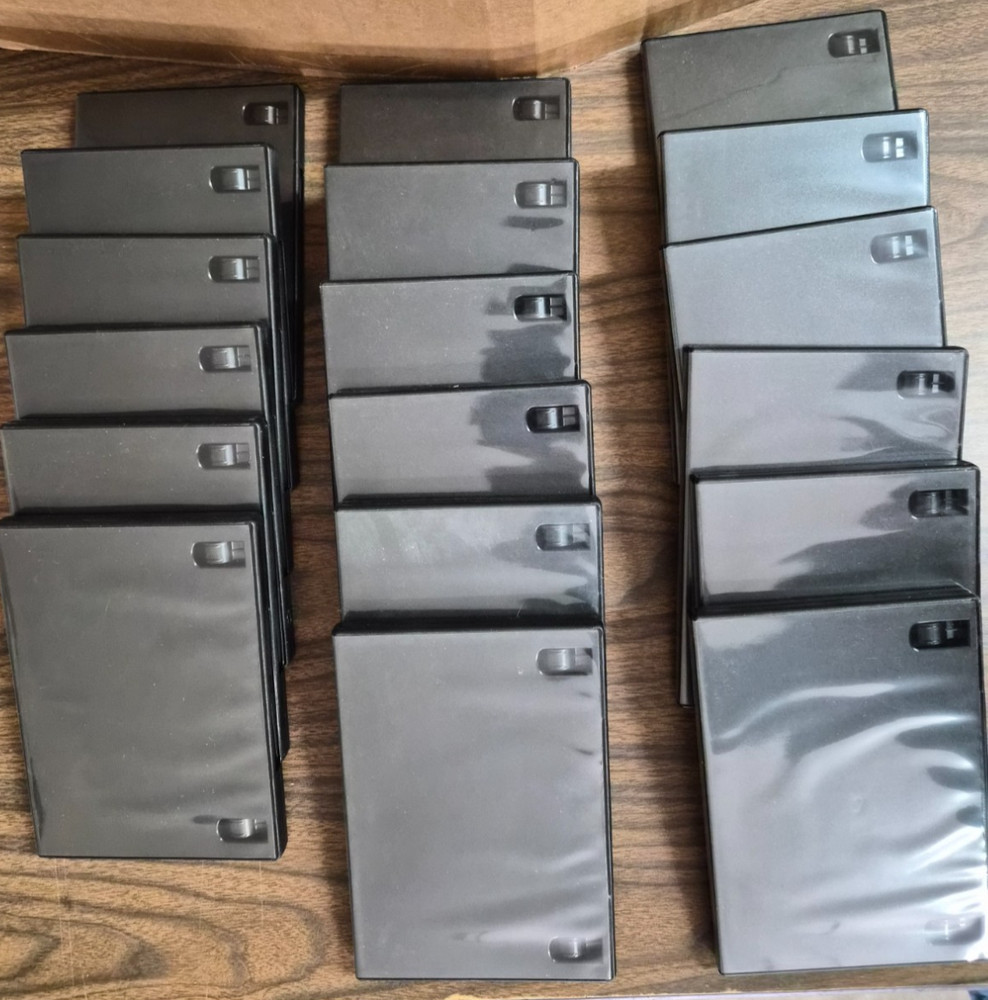 18 Black Standard DVD Cases Empty Replacement 14mm Single Disc Lot Bulk Pack