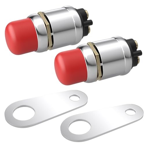 2 PCS Push Button Starter Switch 12V 50A, Waterproof Momentary Start red-2