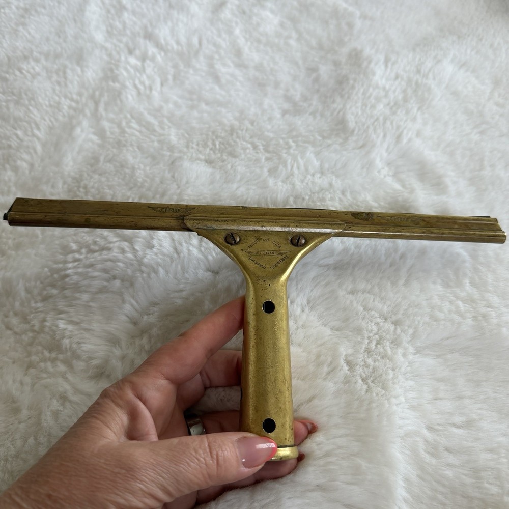Vintage Ettore Master Squeegee Solid Brass 11.5” Made USA Window Tool