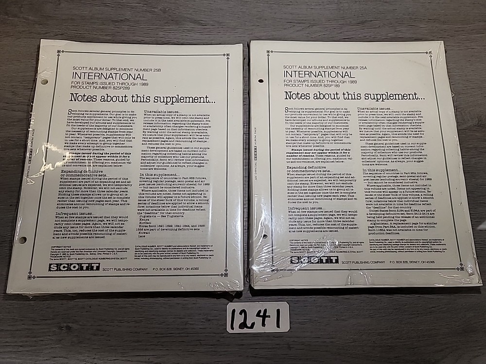 Scott International Supplement Notes #24A & 24B XXIV for Stamps Issued in 1988