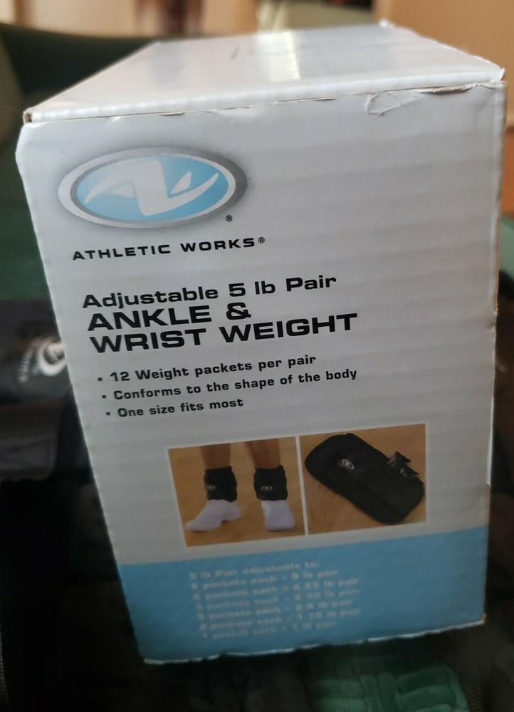 ATHLETIC WORKS ADJUSTABLE 5 LB PAIR ANKLE & WRIST WEIGHT