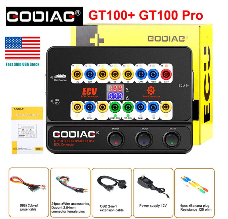 GODIAG GT100+ Pro OBD 2 Breakout Box Bench Connector+ Electronic Current Display