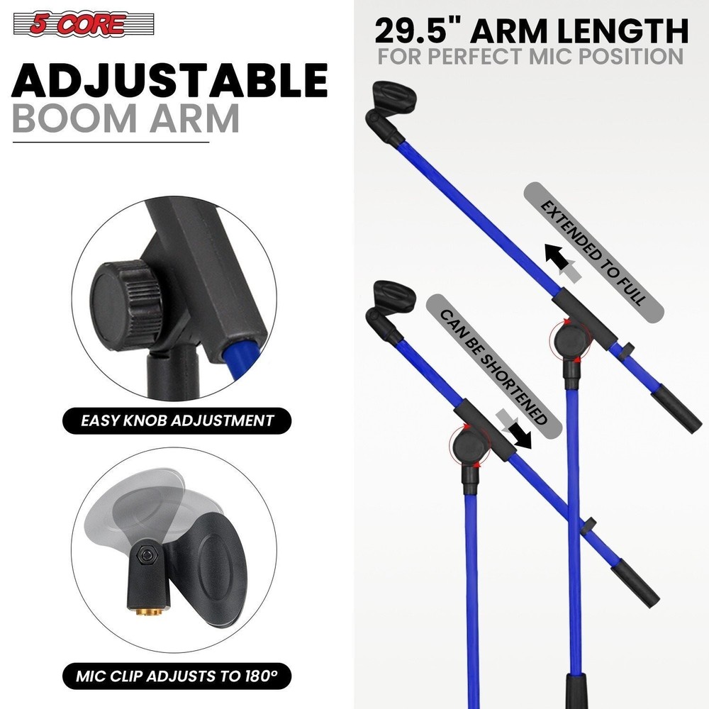 5Core Tripod Mic Stand 2Pcs Adjustable Holder Floor Microphone Boom Arm