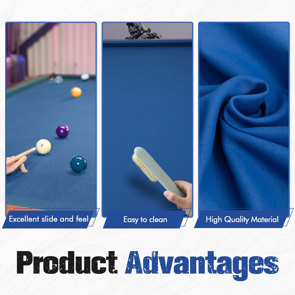 iEsstros 9ft Pool Table Felt Cloth Billiard + 6 Strips, Staple Puller