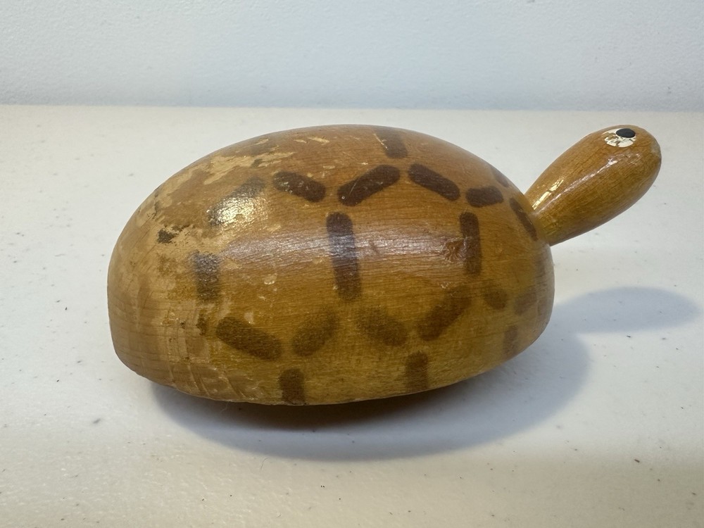 Vintage Push Along Bobbing Wooden Turtle