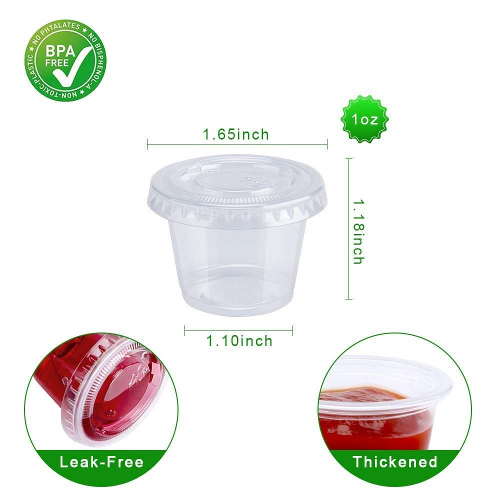 200-1oz Clear Polypropylene Small Plastic Containers | cups | with lids