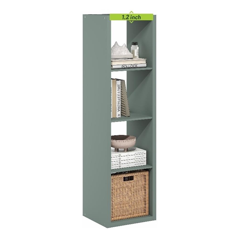 Furinno CUBICLE 4-Cube Thick Frame Reversible Open Back Bookcase Sage Green
