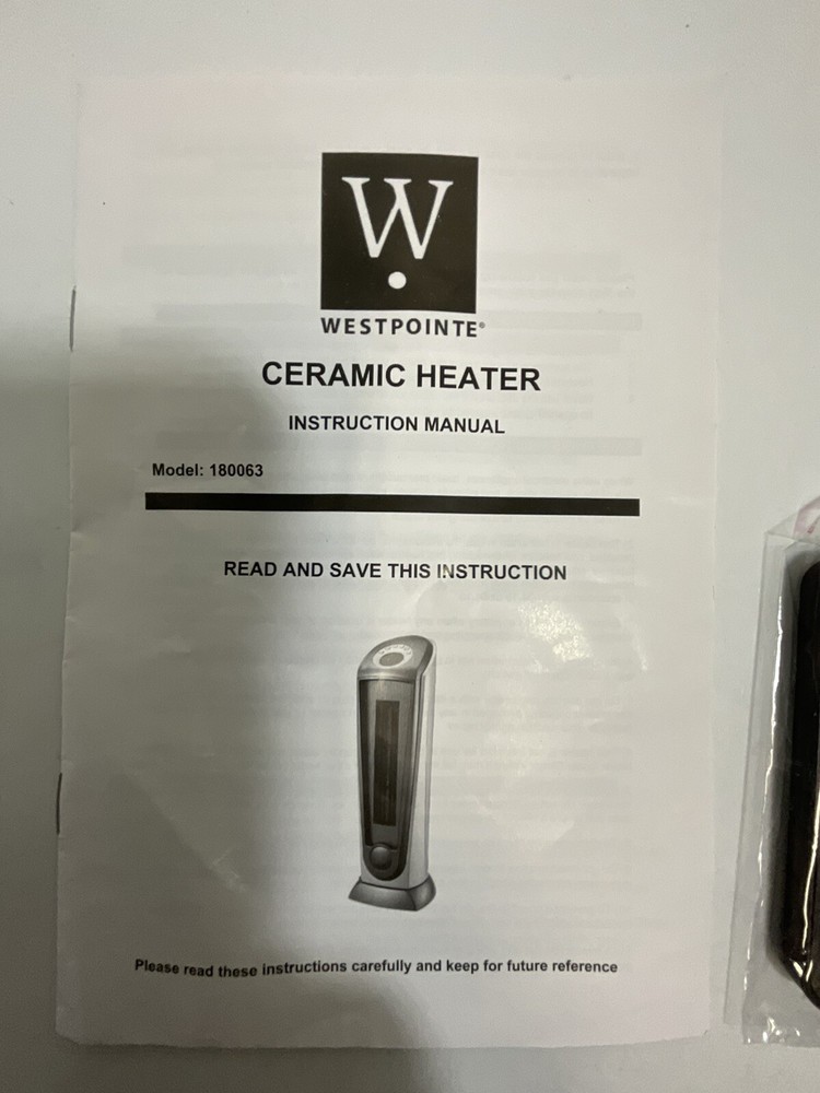 Westpointe Ceramic Heater Remote Control With Instruction Manual